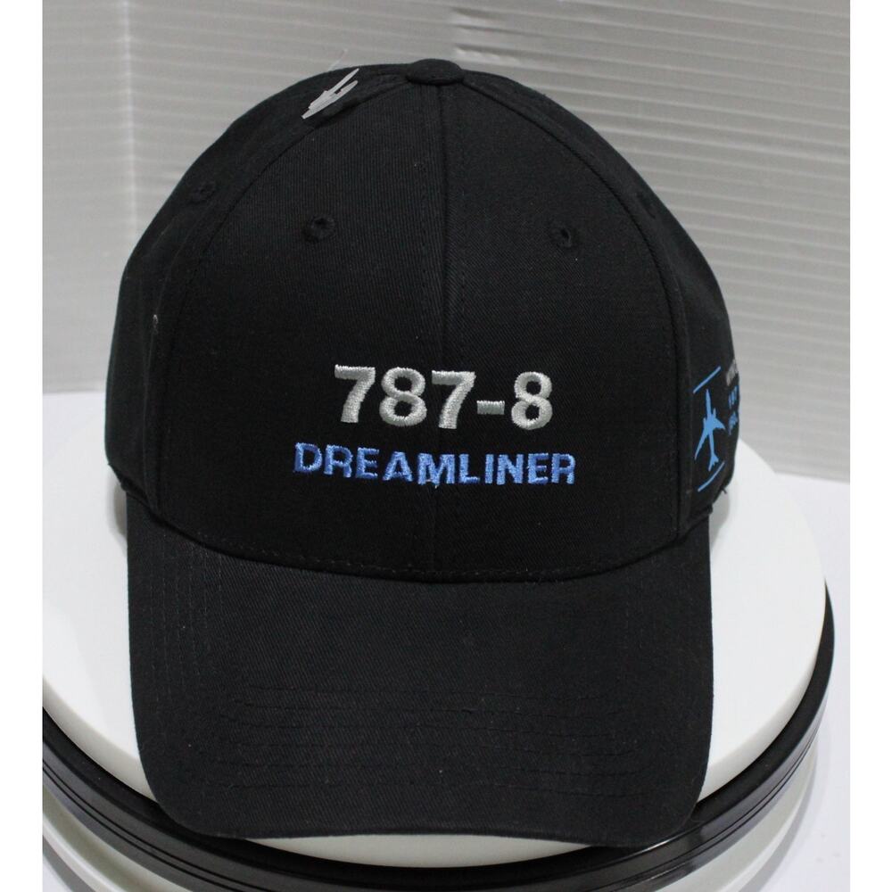 Boeing 787-8 Dreamliner Hat Cap Black Aviation Aircraft Embroidered Adjustable